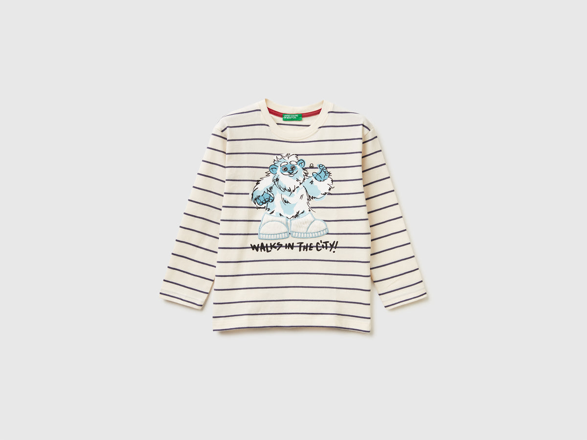 T-shirt às riscas com estampa - ucb_image_FS