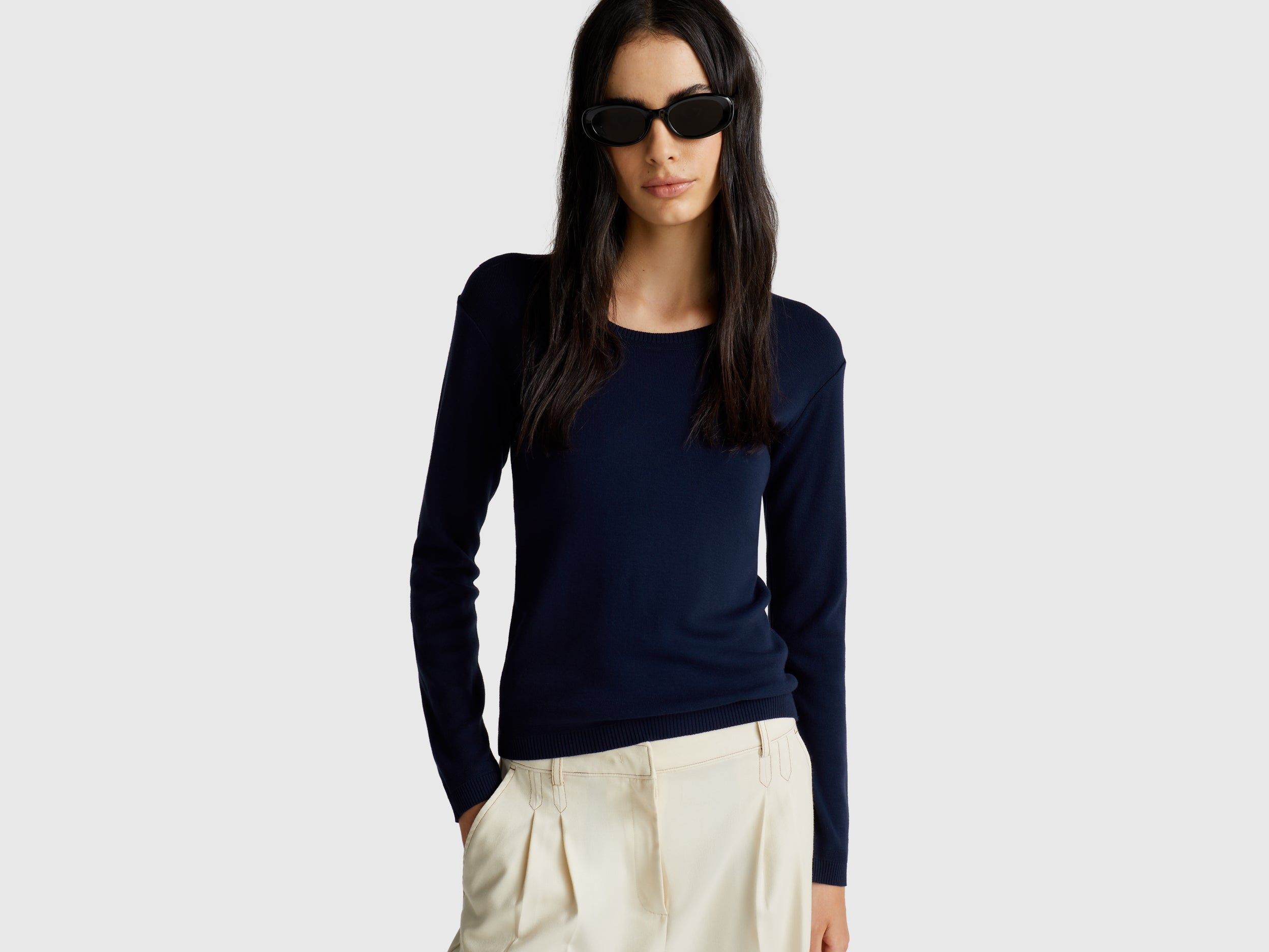 Camisola de gola redonda em algodão puro - ucb_image_F