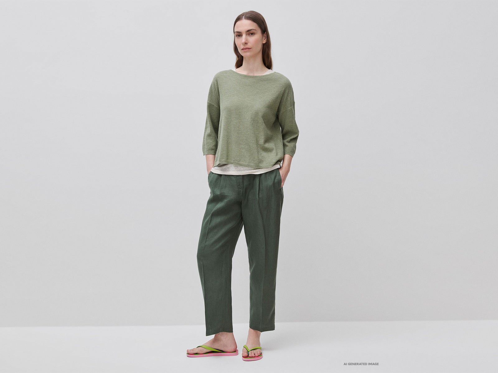 Boxy fit linen blend sweater