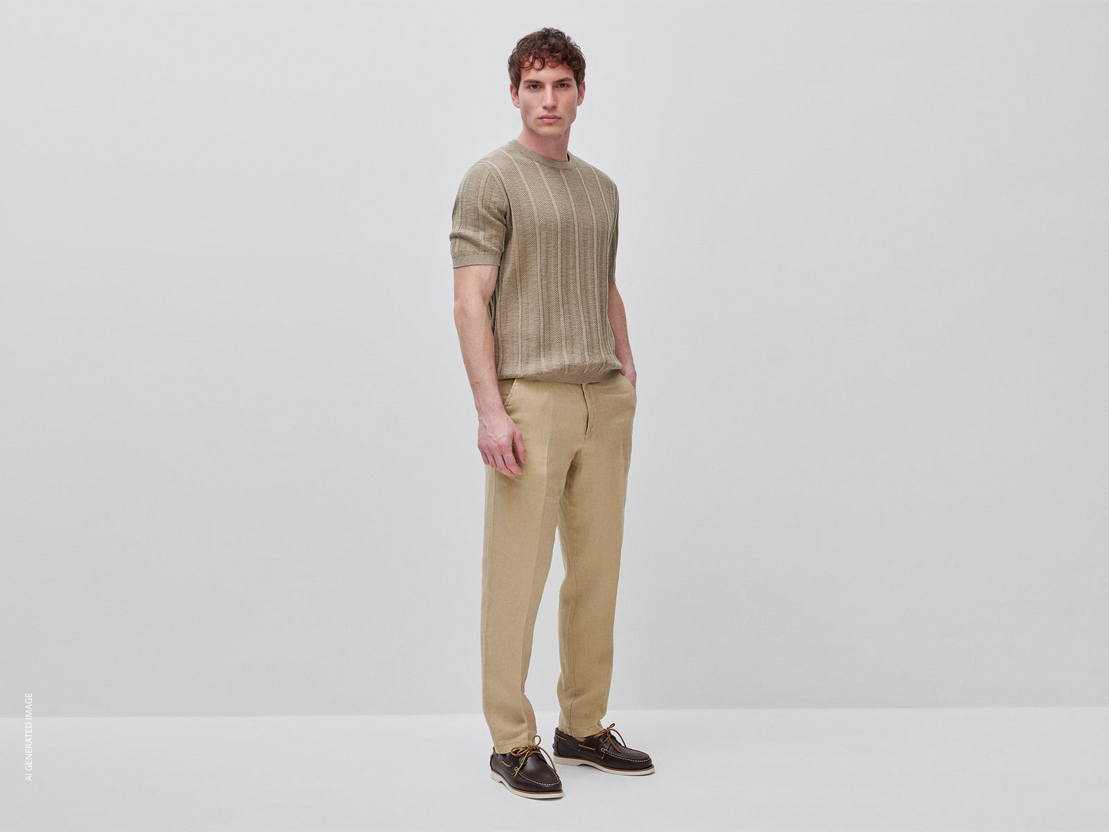 Straight chinos in pure linen