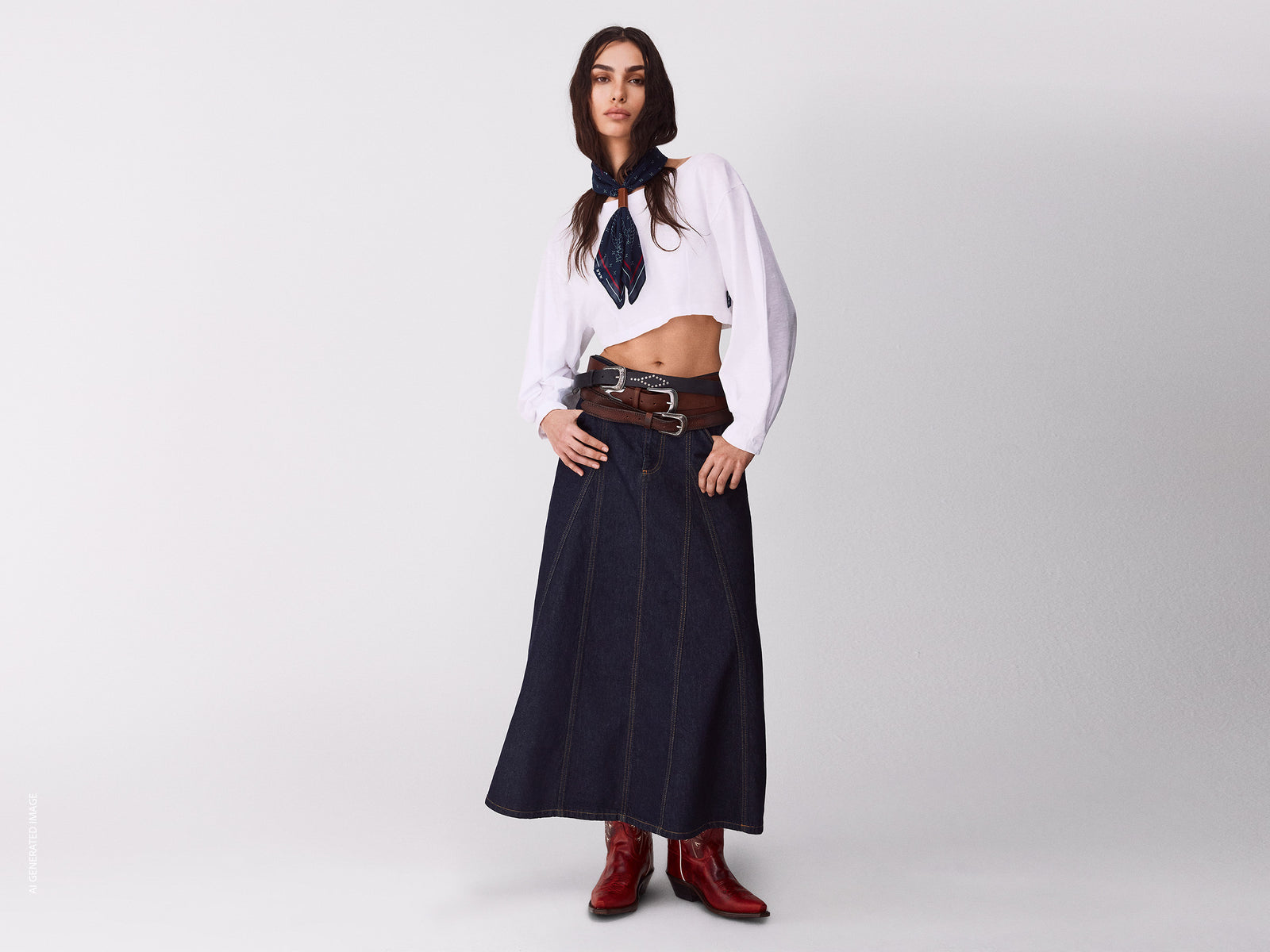 Reworked effect denim skirt