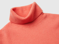 Camisola de gola alta cor pêssego em pura lã Merino - ucb_image_DS1