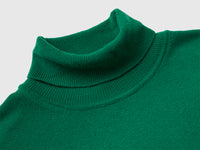 Camisola de gola alta verde floresta em pura lã Merino - ucb_image_DS1