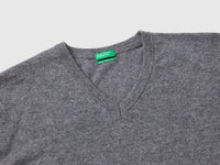 Camisola decote em V cinzenta em pura lã Merino - ucb_image_DS1
