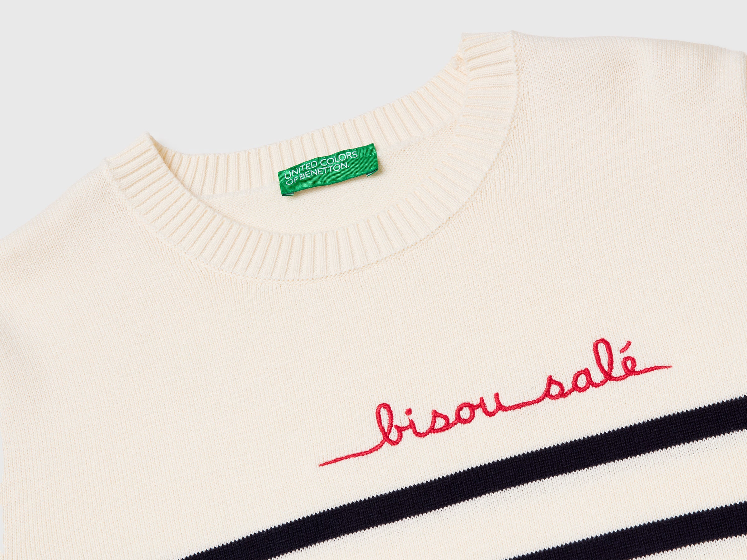 Striped sweater with embroidered writing - ucb_image_DS1