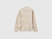 T-shirt de gola alta bege com estampa animal. - ucb_image_BS