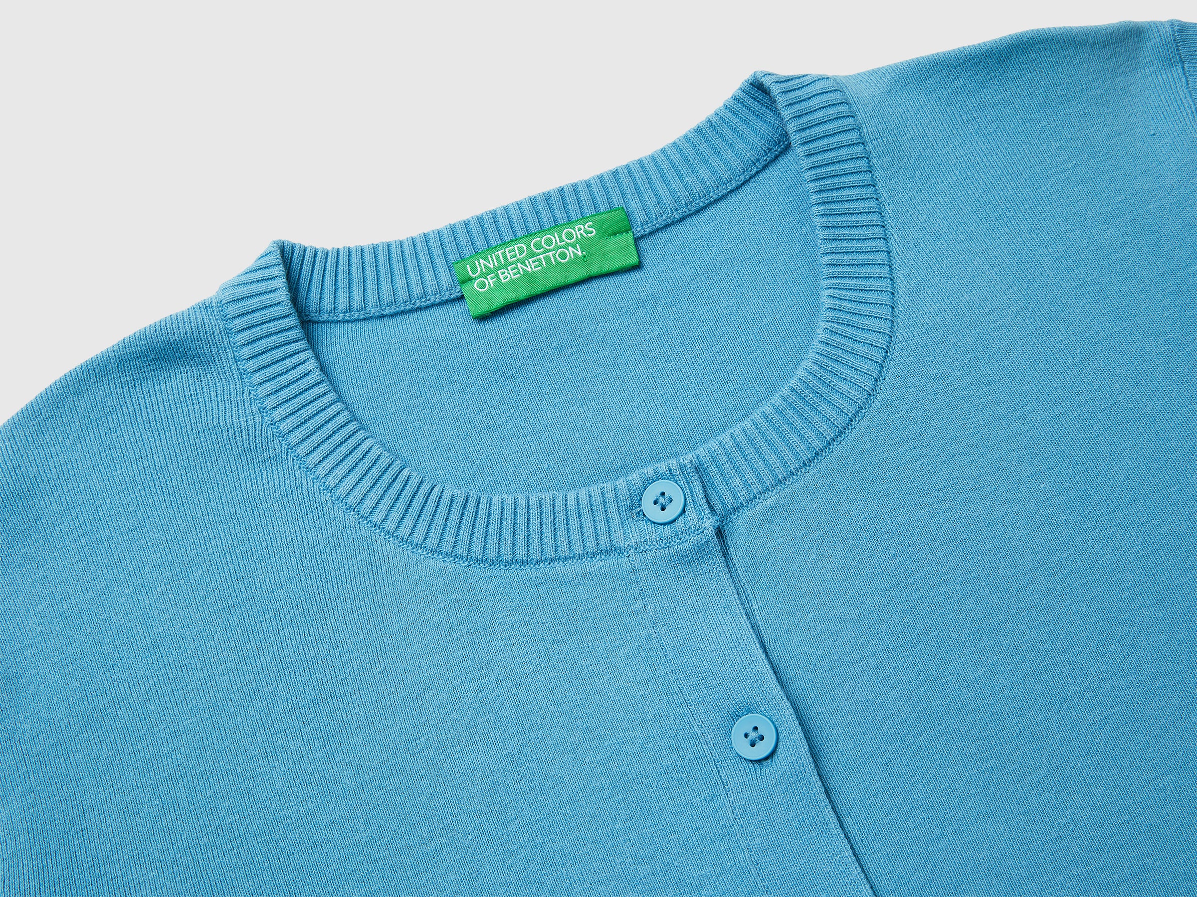 Powder blue cardigan in cotton tricot - ucb_image_DS1