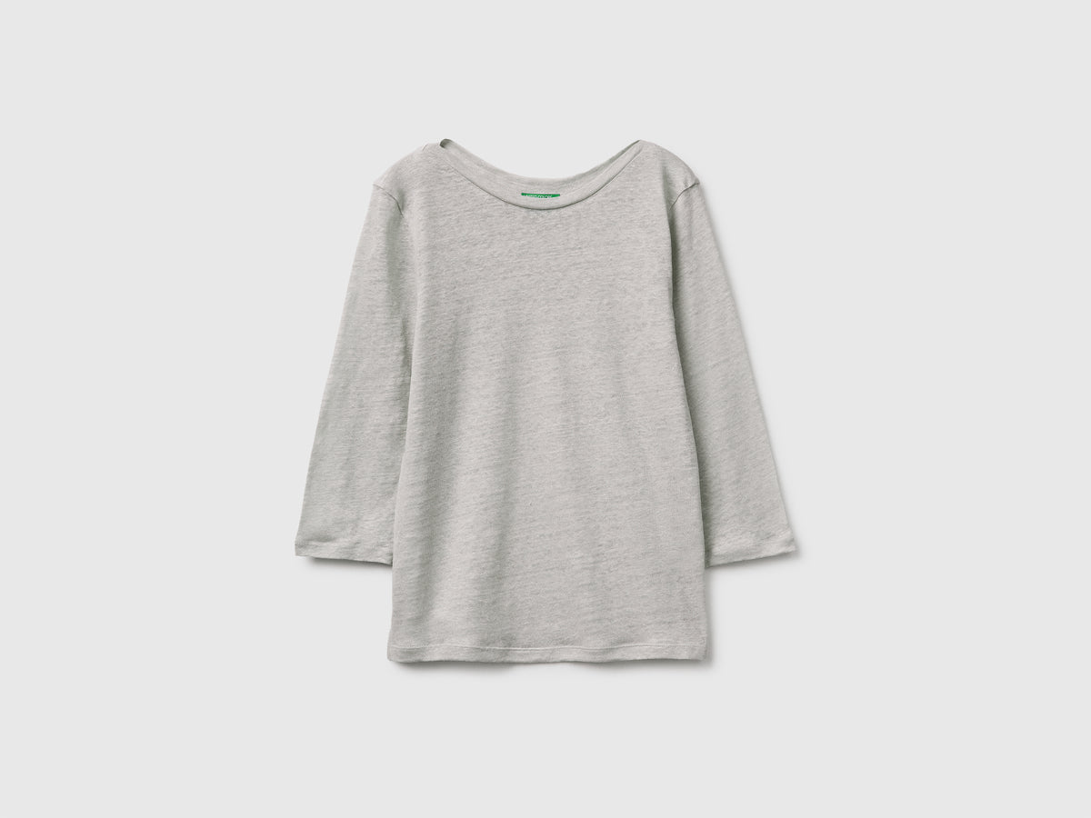 Boat-neck T-shirt in pure linen - ucb_image_FS