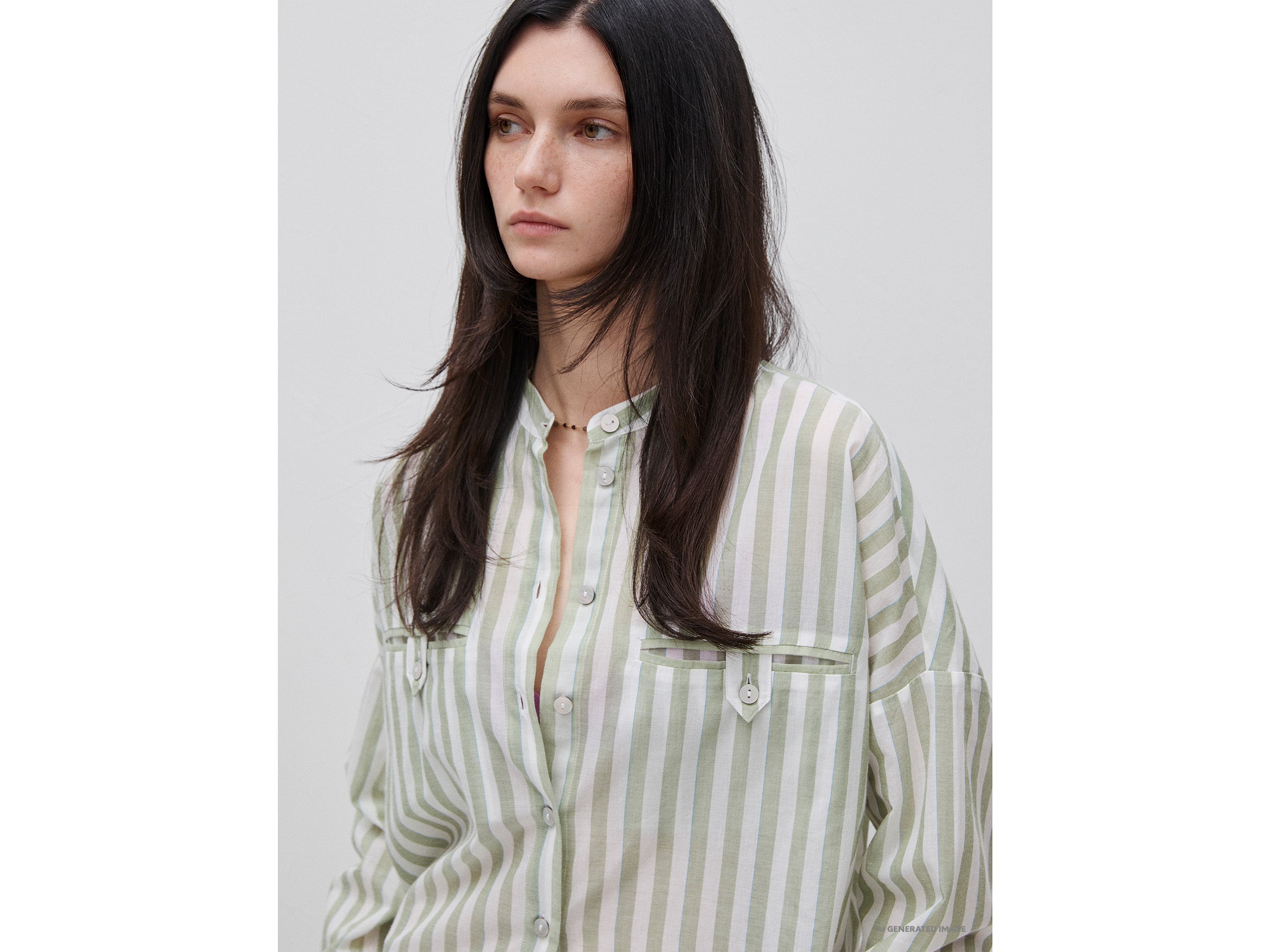 Camisa às riscas com gola coreana - ucb_image_FY