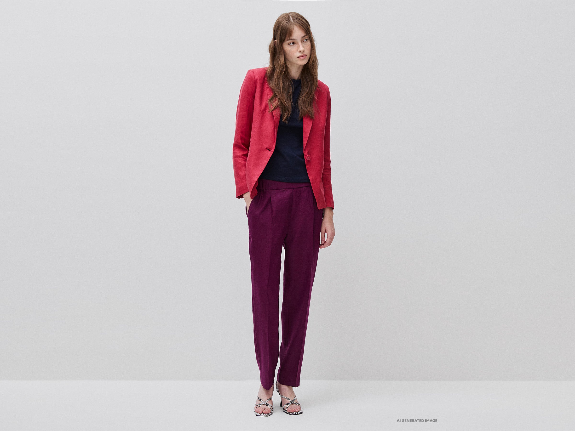 Blazer de abotoadura simples em linho puro - ucb_image_FY