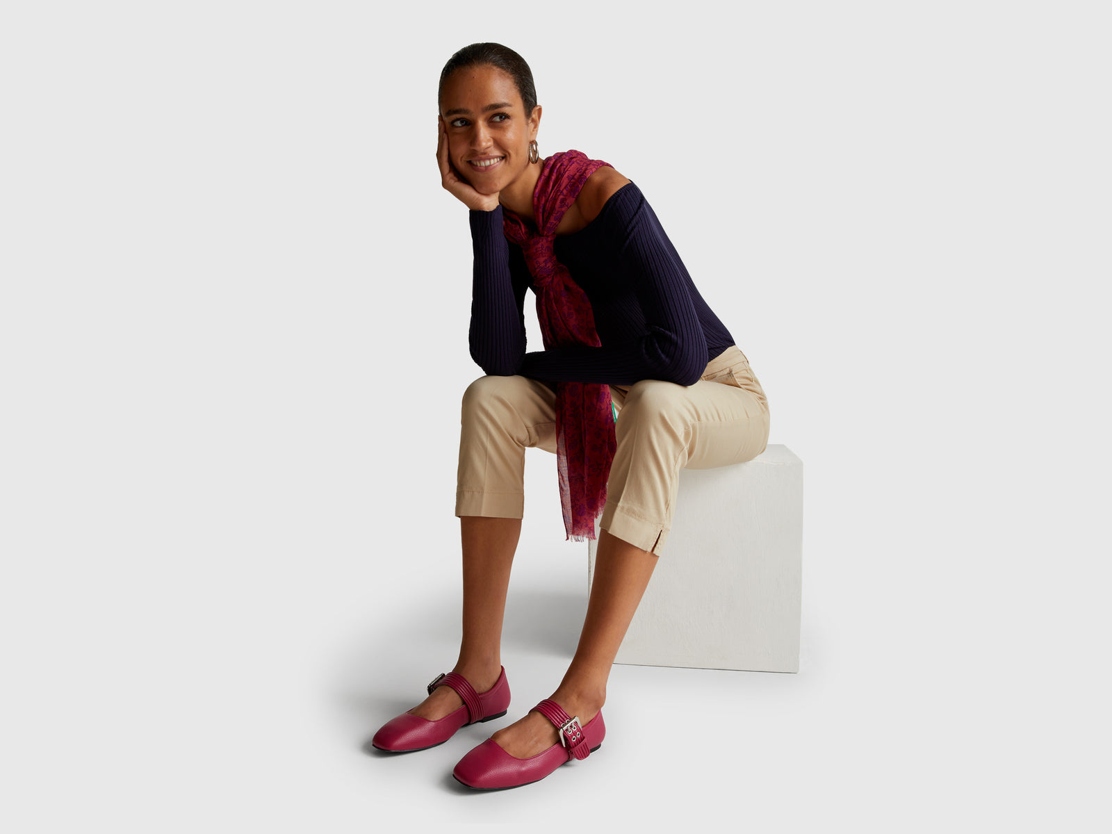 Cropped chinos in stretch cotton
