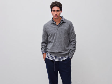 Polo cinza mélange em pura lã Merino - ucb_image_F