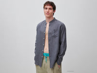 Camisa em linho puro gola coreana - ucb_image_F