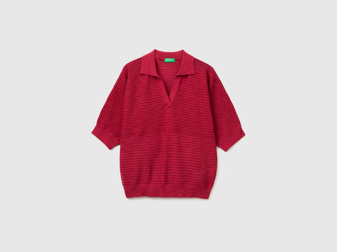 Perforated polo shirt in linen blend - ucb_image_FS