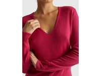 Camisola fúcsia com decote em V em pura lã Merino - ucb_image_FY
