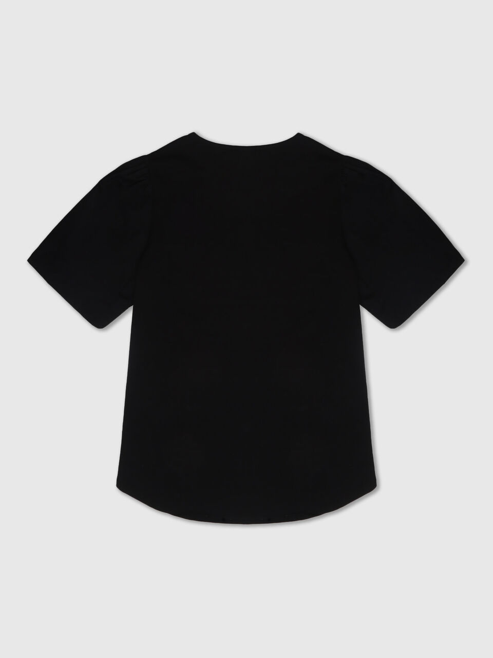 Short Sleeve Knit Woven Top With Puff Slv image number null