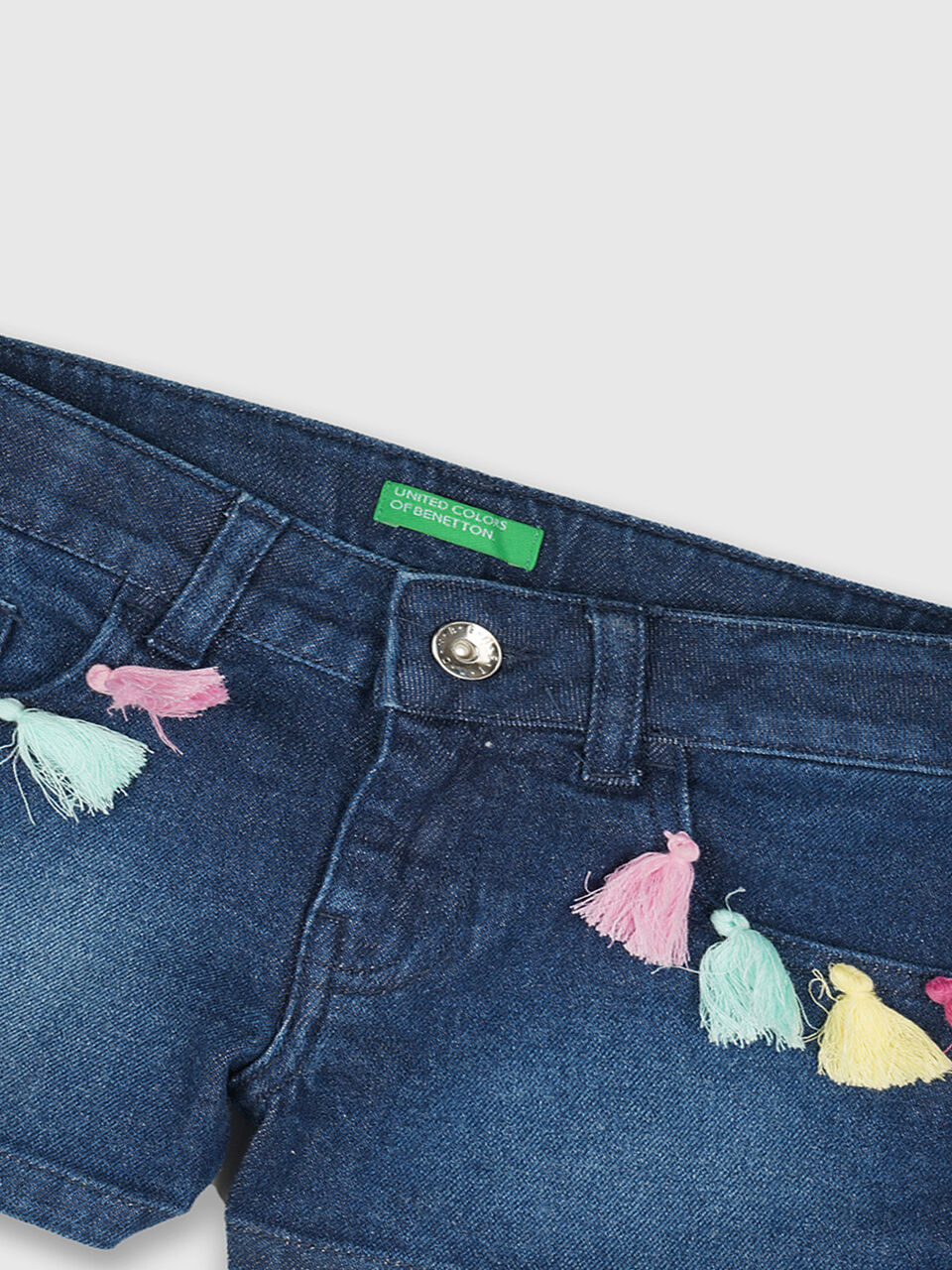 Denim Shorts With Tassels image number null