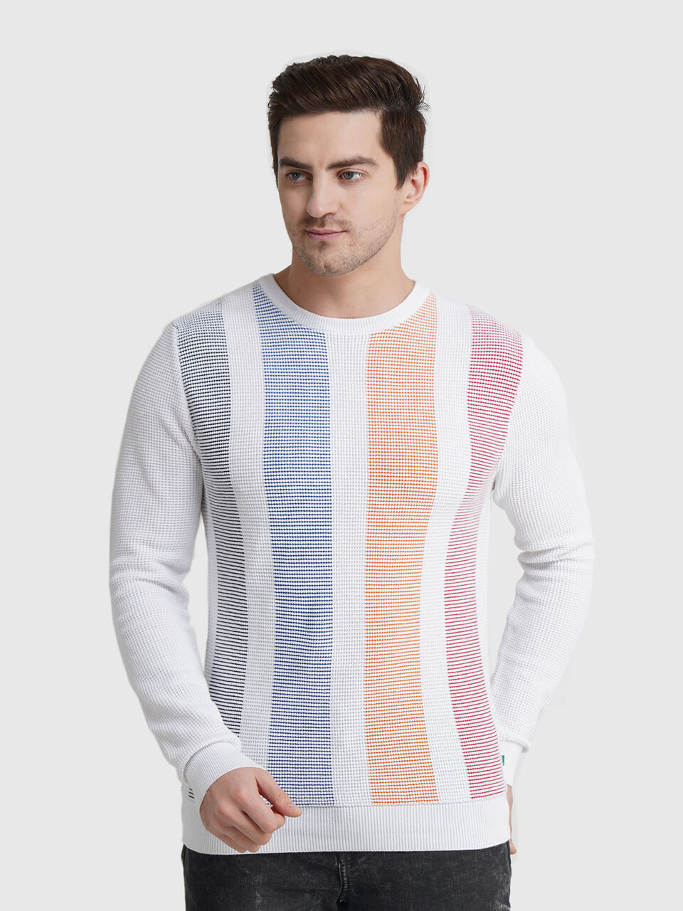 Vertical Striped Plating Sweater image number null