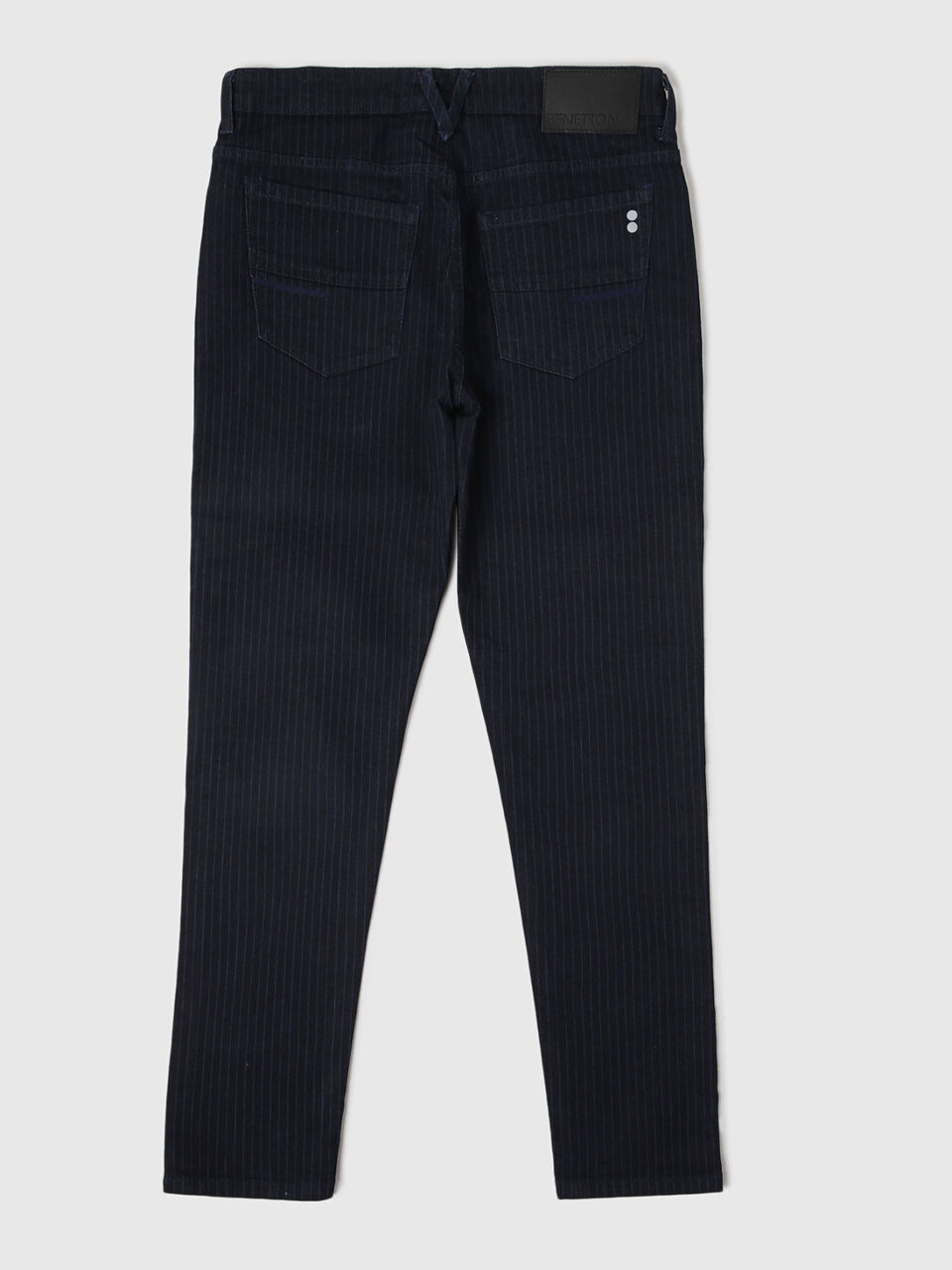 Mid Rise Slim Tapered City Stripe Blue Jeans -Stripped image number 2