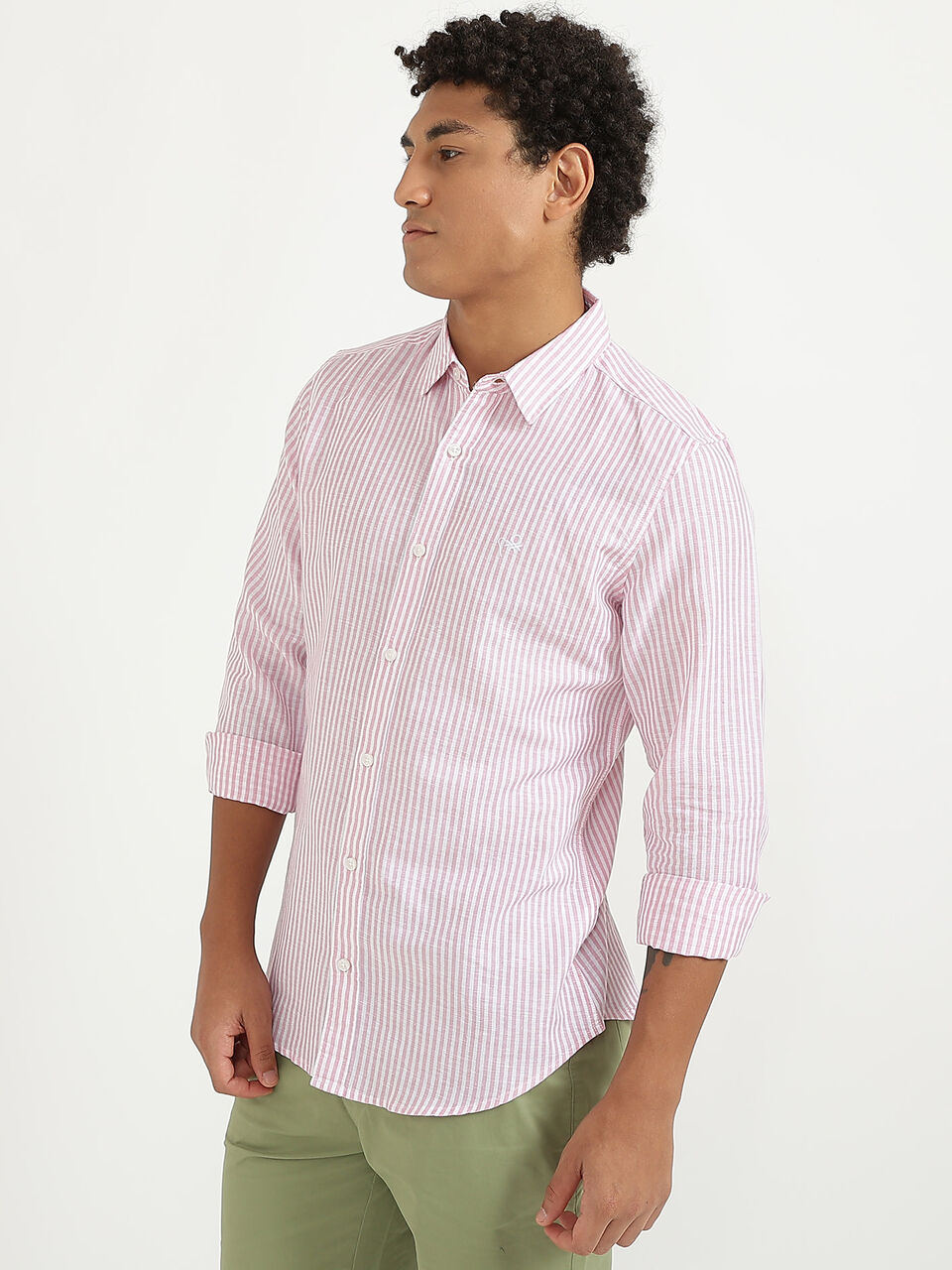 F/S COTTON LINEN STRIPE SHIRT image number null