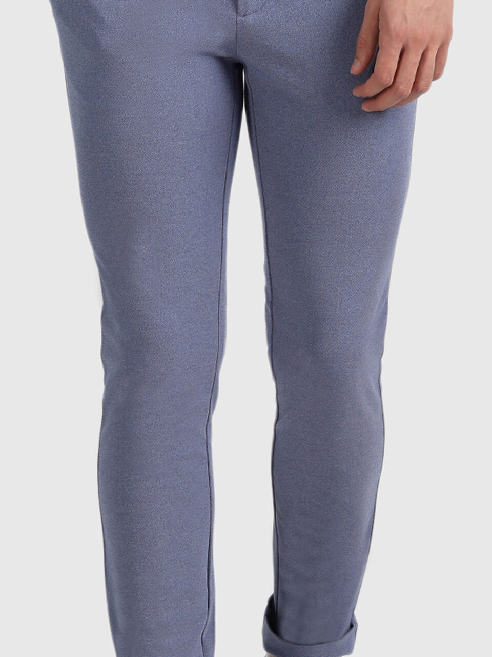 Polyester and Viscose Slim Fit Trousers image number null
