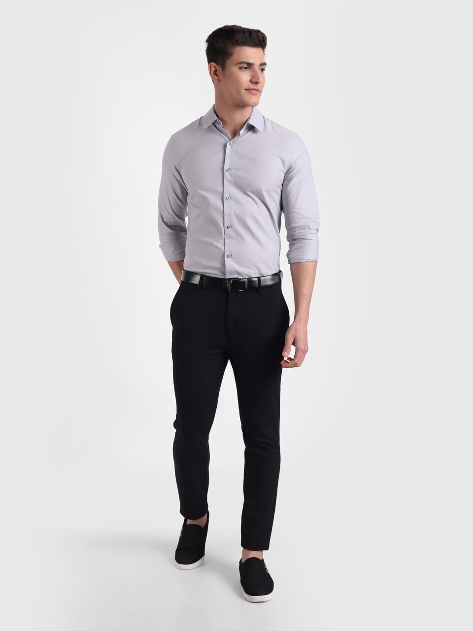 Slim fit flexi waist trousers image number null