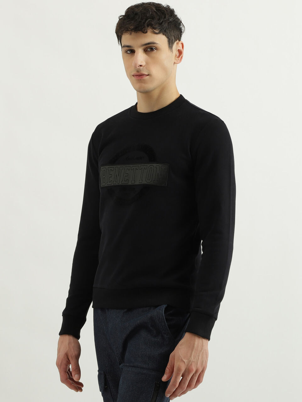 FAUX LEATHER PATCH BRANDING SWEAT image number null