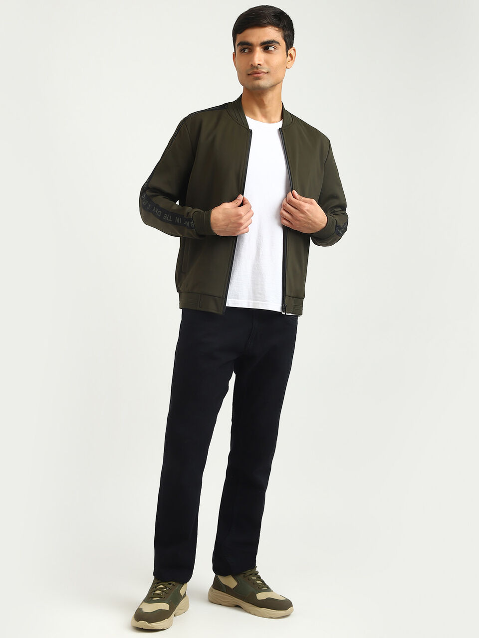 SLEEVE PRINT NEOPRENE KNIT JACKET image number null