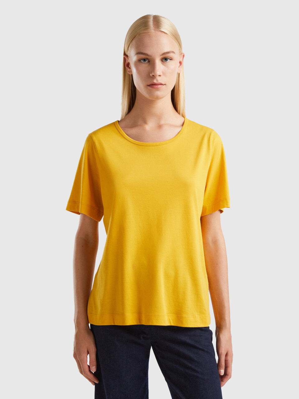 Mustard yellow t top shirt women's