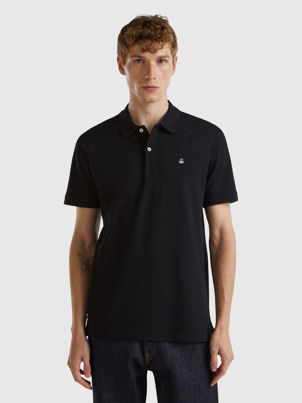 Black slim fit polo Men