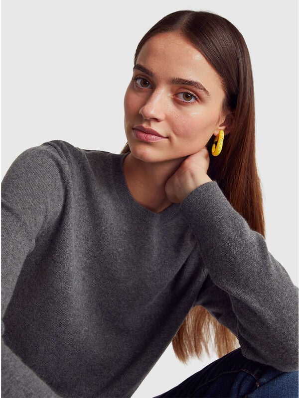 Dark gray sweater in pure cashmere Women