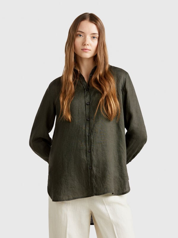 Long shirt in pure linen Women