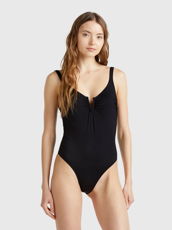 One-piece swimsuit with V detail Women