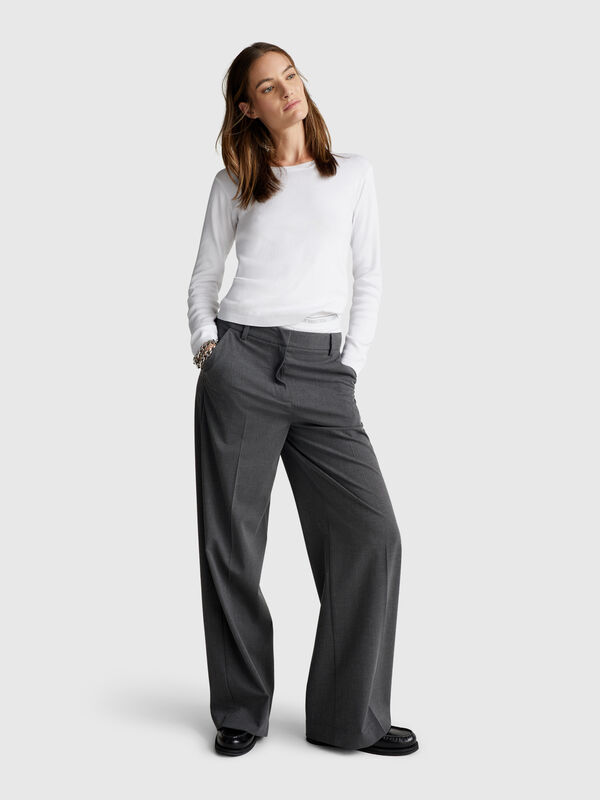 Crew neck sweater in pure cotton Women