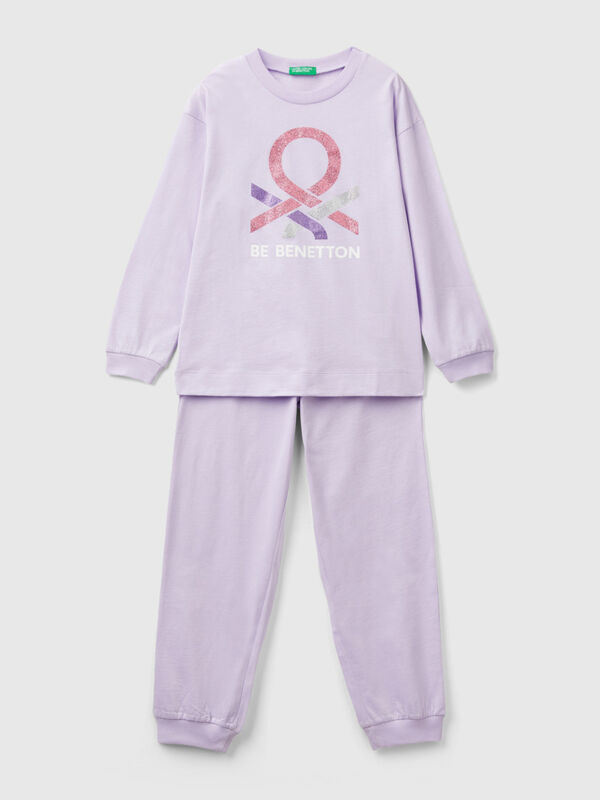 Long lilac pyjamas with glittery logo Junior Boy