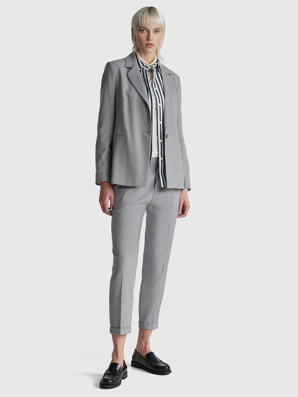 Trousers with cuff in stretch viscose blend Women