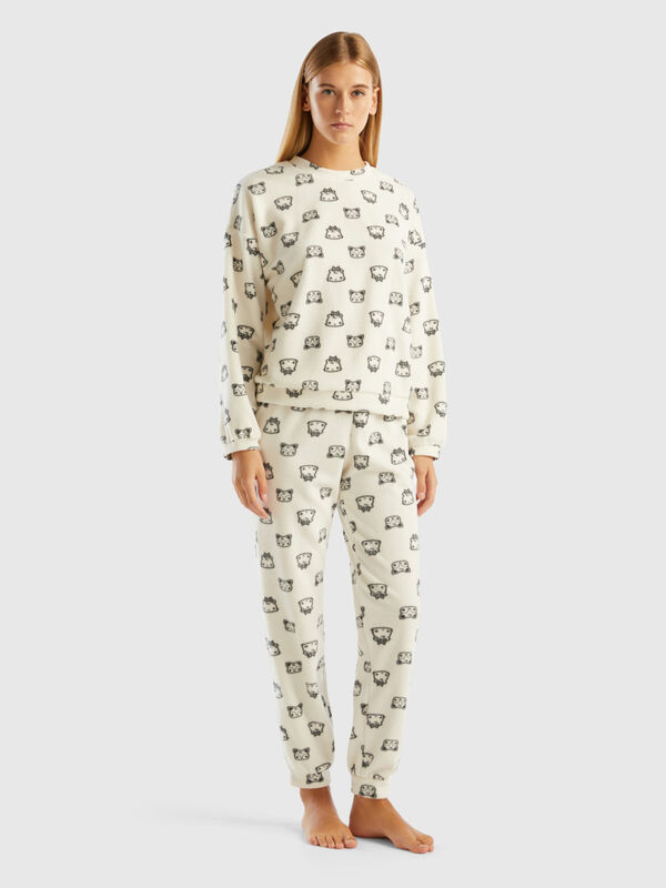 Fleece pyjamas with mascot print