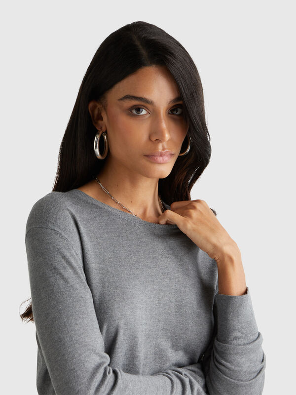 Long sleeve top in silk blend Women