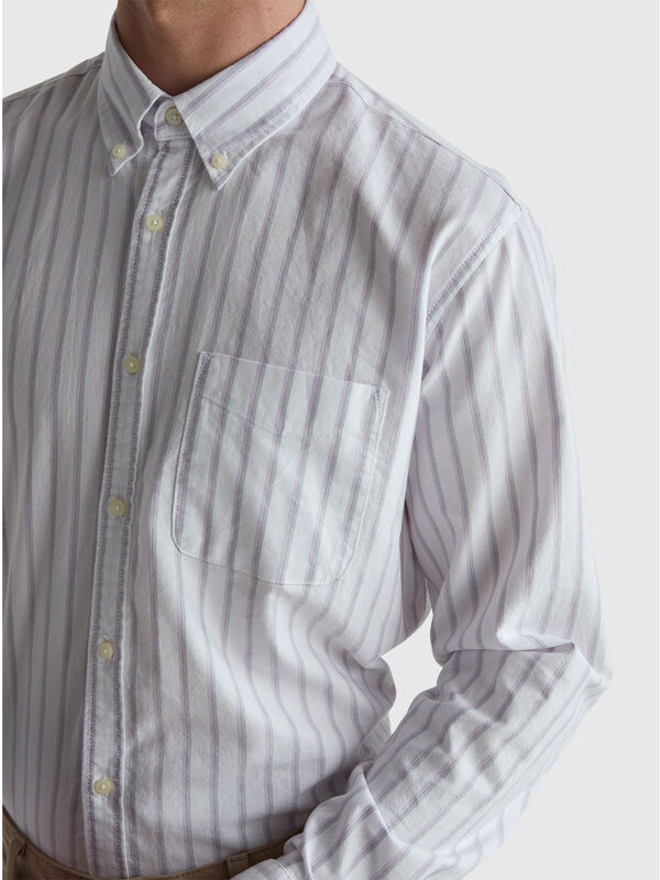 Striped regular fit button-down shirt Men