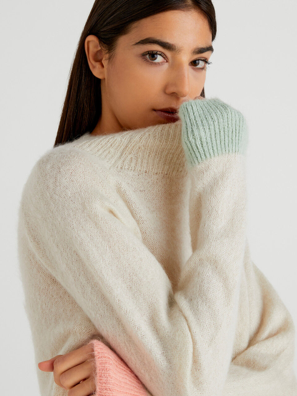 Turtleneck sweater in mohair blend