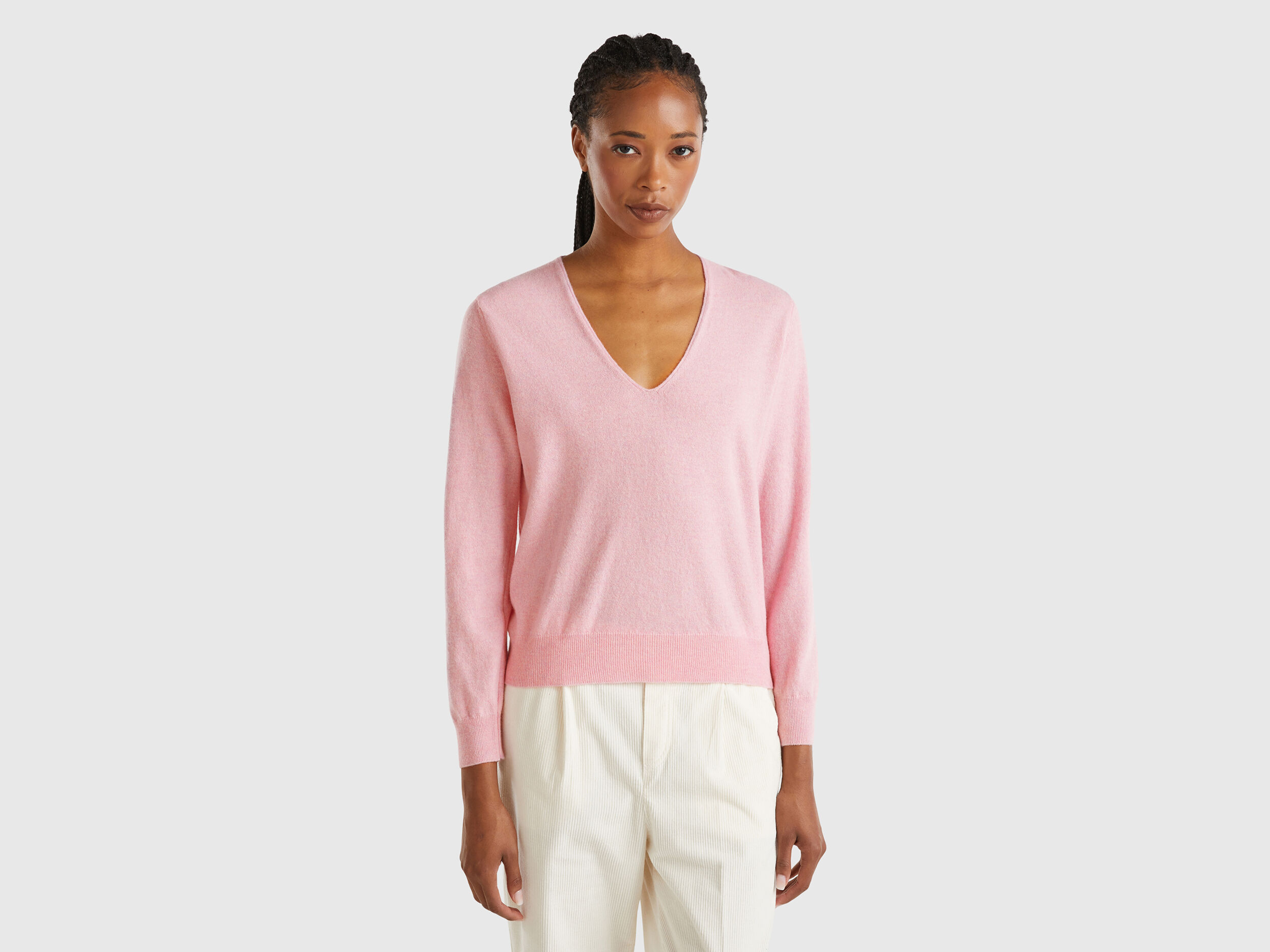 V neck wool sweater cheap