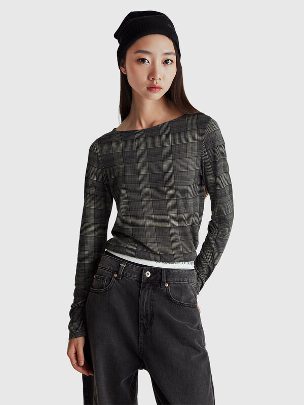 Prince of Wales slim fit t-shirt Women