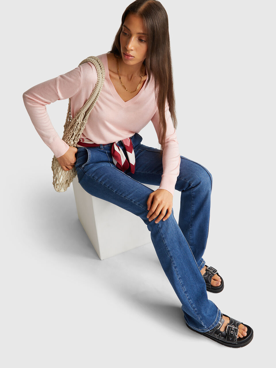 V NECK SWEATER L/S Women image number null