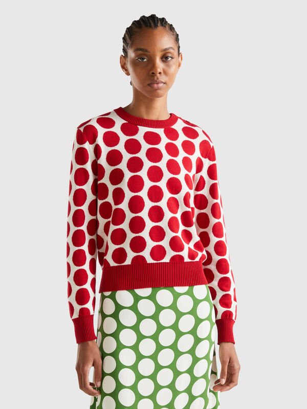 Polka dot sweater in tricot cotton