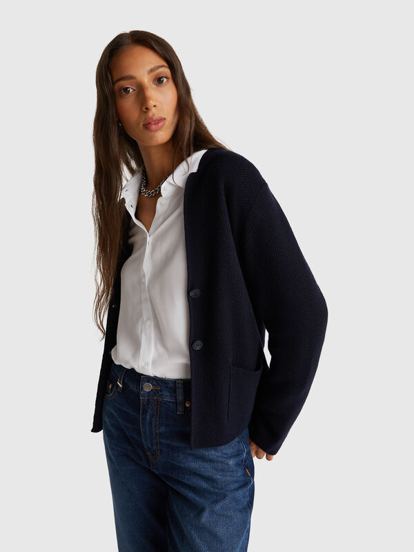 Knit jacket in wool and cashmere blend Knit jacket in wool and cashmere blend Women