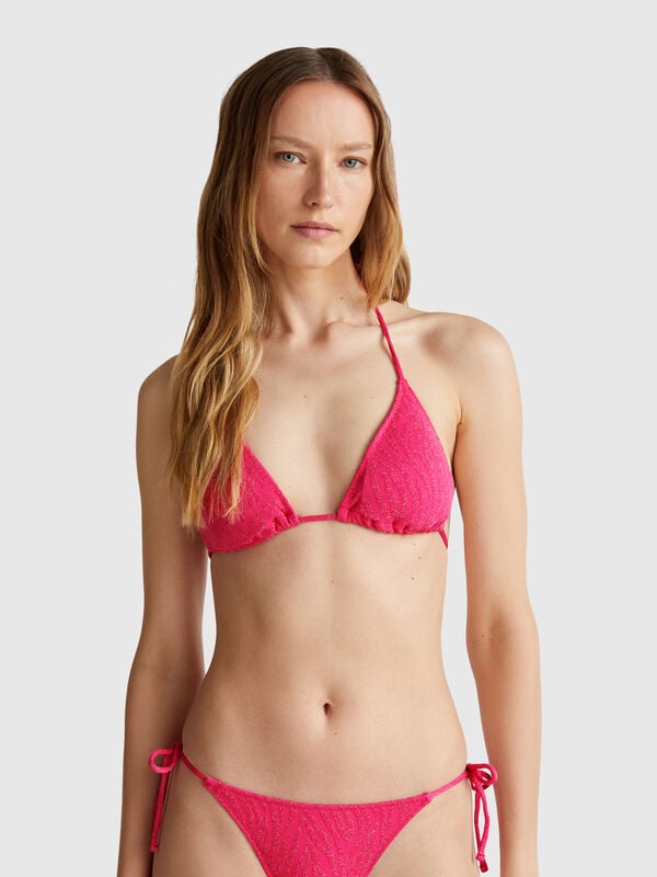 Padded triangle bikini top with animal print Women