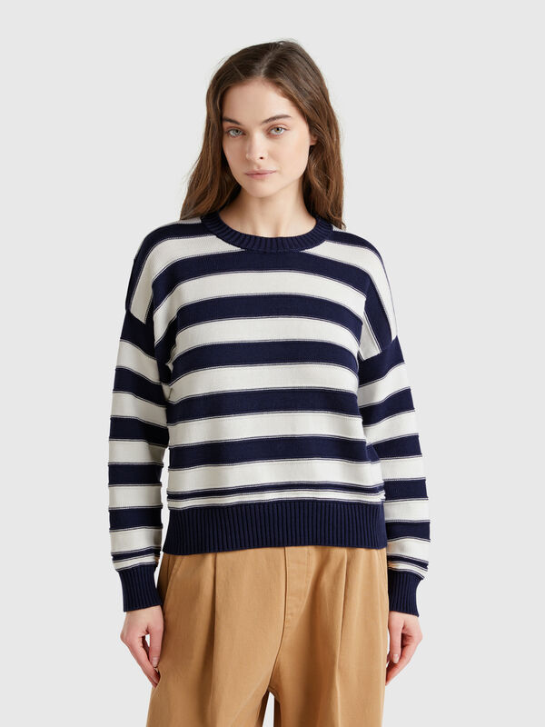 Striped sweater in tricot cotton Women