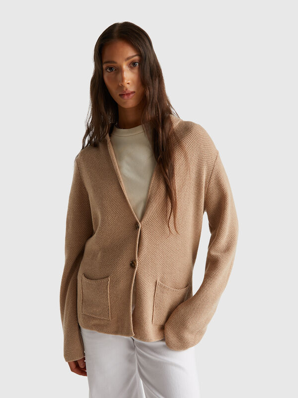 Knit jacket in wool and cashmere blend Knit jacket in wool and cashmere blend Women