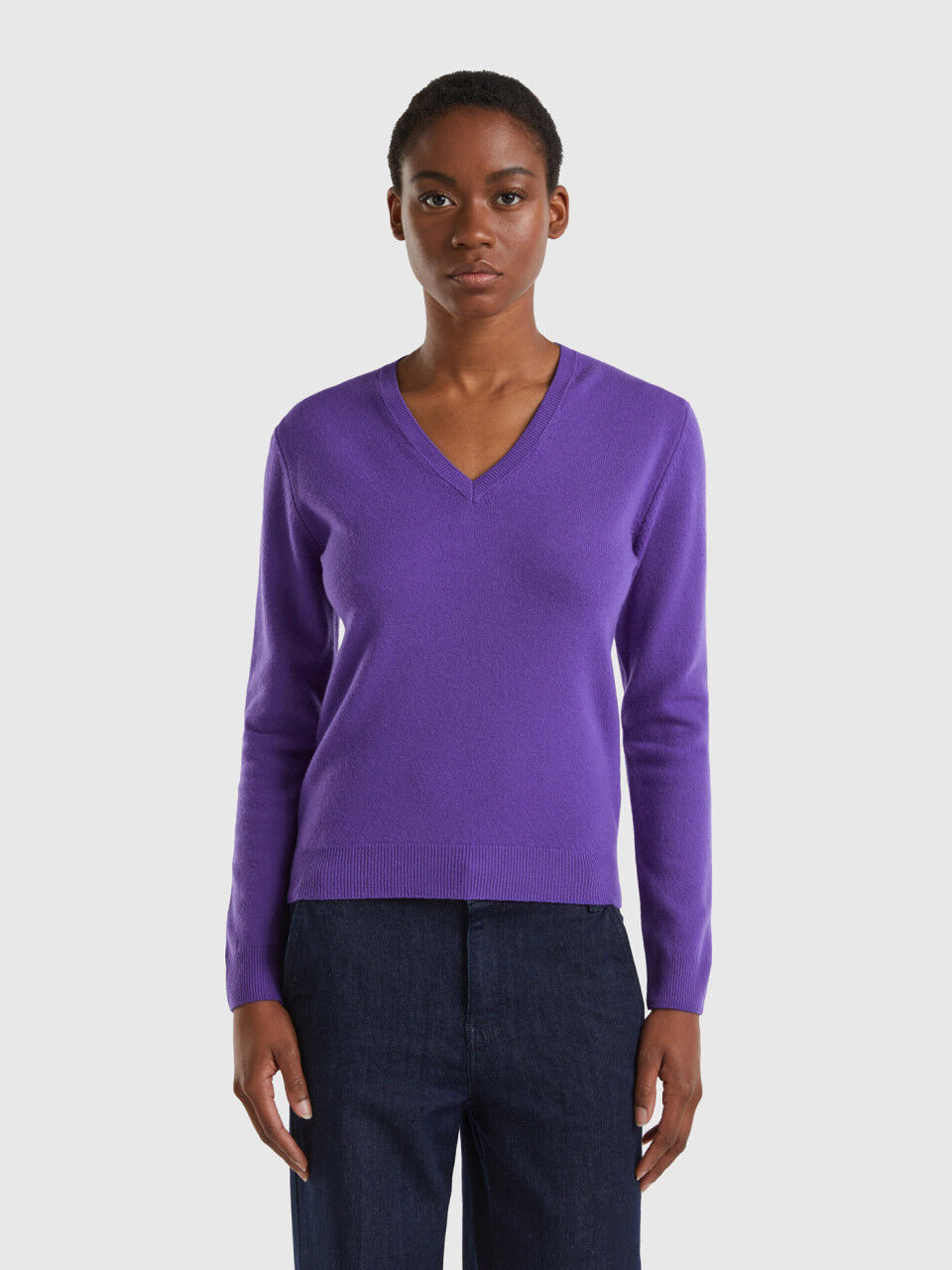 V Neck Merino Wool Sweater Women 2024 Benetton