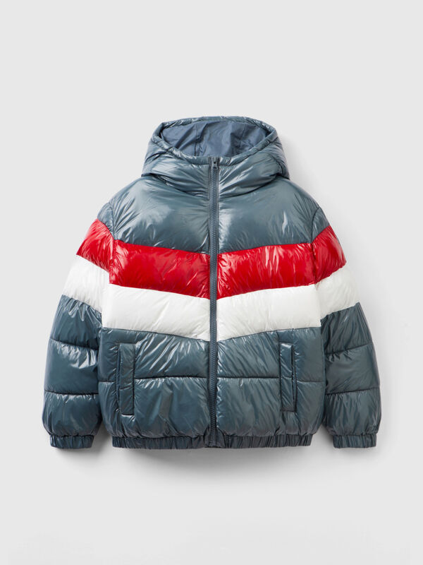 Oversized fit color block padded jacket